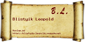 Blistyik Leopold névjegykártya
